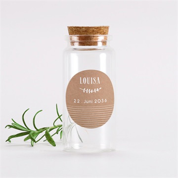 Glasfläschchen mit Sticker