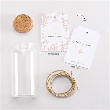 Glasfläschchen Mit Korken Kommunion Pflanzendrucke - vue 3
