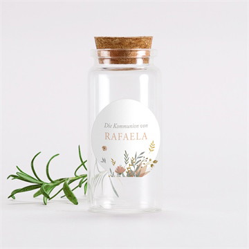 Glasfläschchen mit Sticker