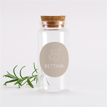 Glasfläschchen mit Sticker