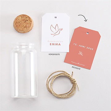 Glasfläschchen Mit Korken Kommunion Taube - vue 3
