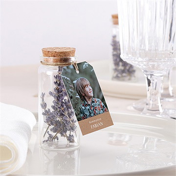 Glasfläschchen Mit Korken Kommunion Pflanzenillustration - vue 2