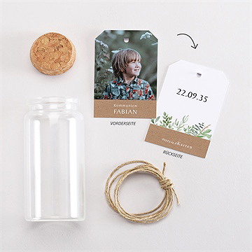 Glasfläschchen Mit Korken Kommunion Pflanzenillustration - vue 3