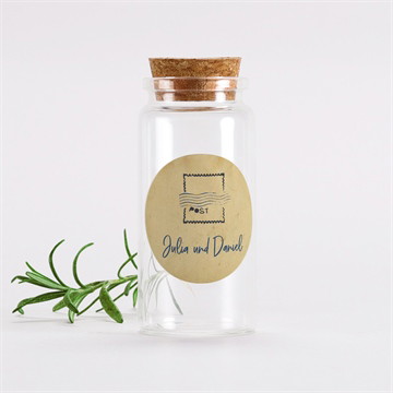 Glasfläschchen mit Sticker