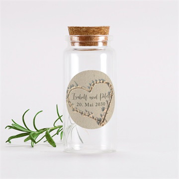 Glasfläschchen mit Korken Hochzeit strandliebe - sticker
