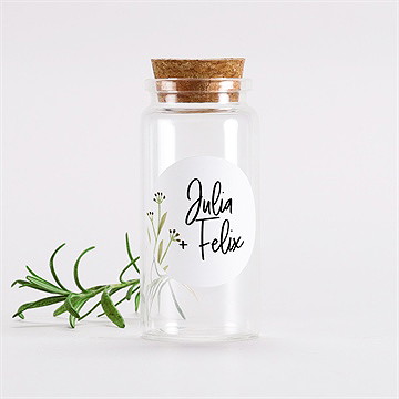 Glasfläschchen mit Korken Hochzeit landkunst - sticker