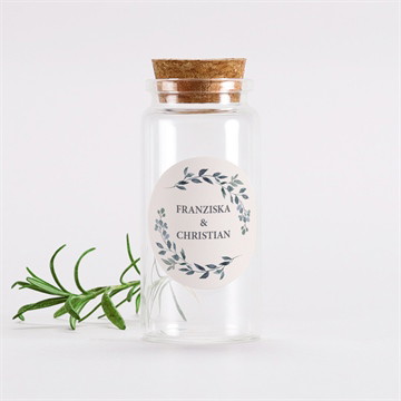 Glasfläschchen mit Sticker