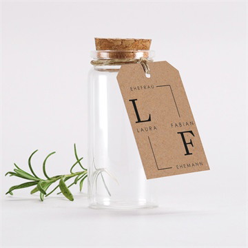 Glasfläschchen mit Korken Hochzeit verbunden