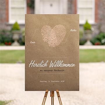 Willkommensschild Hochzeit Herzabdruck - vue 2