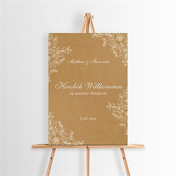 Willkommensschild Hochzeit Weiße Blüten