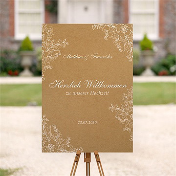 Willkommensschild Hochzeit Weiße Blüten - vue 2