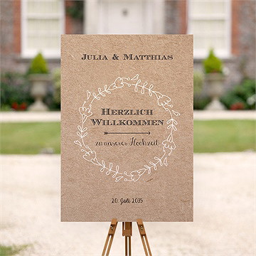 Willkommensschild Hochzeit zurück zur natur - vue 2