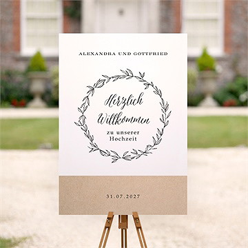Willkommensschild Hochzeit Schick Mit Schleife - vue 2