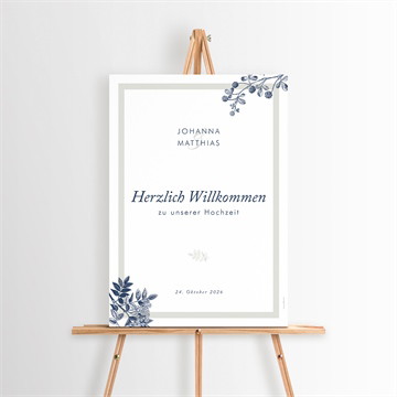 Willkommensschild Hochzeit blühender zweig