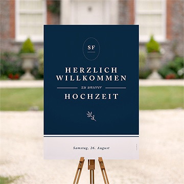 Willkommensschild Hochzeit Schick In Blau - vue 2