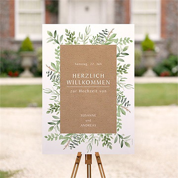 Willkommensschild Hochzeit Frühlingsgrün - vue 2