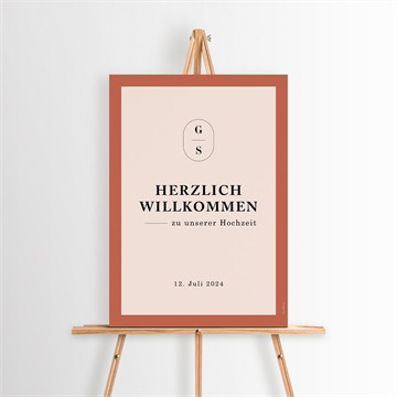 Willkommensschild Hochzeit terrakotta