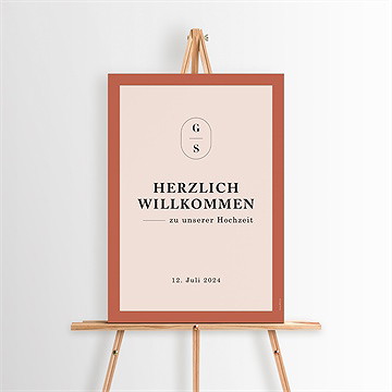 Willkommensschild Hochzeit Terrakotta