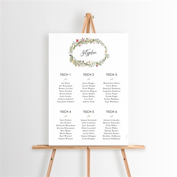 Sitzplan Hochzeit Gravur mit ländlichem motiv
