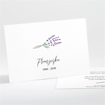 Trauerkarte Lavendelzweig - querformat