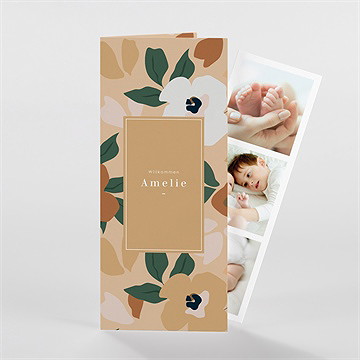 Geburtskarte vintageblumen - fotostreifen