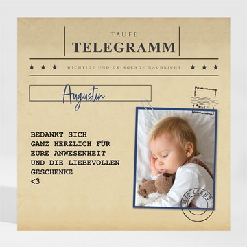 Dankeskarte Taufe telegramm zur taufe
