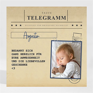 Dankeskarte Taufe telegramm zur taufe