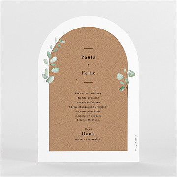 Dankeskarte Hochzeit blumenverziert - halbrund - vue 2