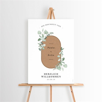 Willkommensschild Hochzeit Blumenverziert