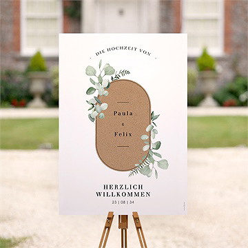 Willkommensschild Hochzeit Blumenverziert - vue 2