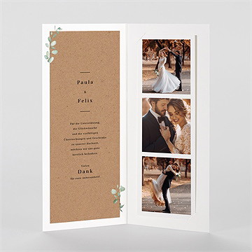Dankeskarte Hochzeit blumenverziert - fotostreifen - vue 2