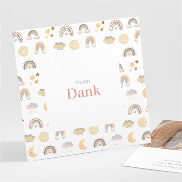 Dankeskarte Geburt Wolken & regenbogen