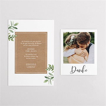 Dankeskarte Hochzeit blätterschmuck - duo - vue 4