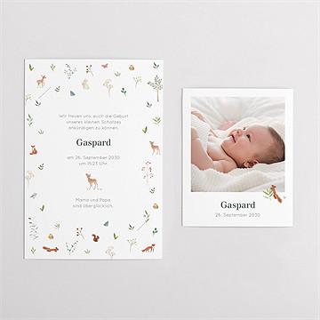 Geburtskarte kleine waldtiere - duo - vue 4