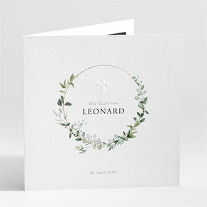Einladung Taufe eukalyptuskranz
