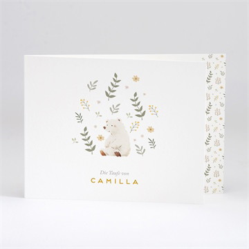 Einladung Taufe weißer bär - querformat