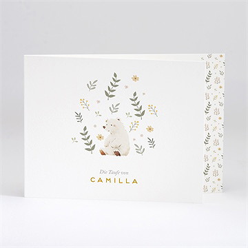 Einladung Taufe weißer bär - querformat