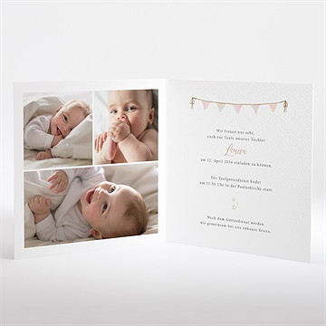 Einladung Taufe Heißluftballon Rosa - vue 2