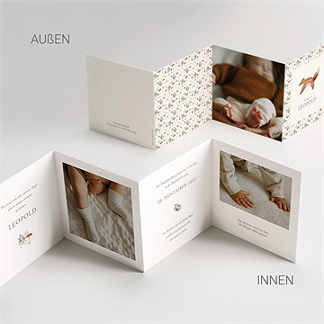 Einladung Taufe Fuchs Im Wald - Akkordeon - vue 4