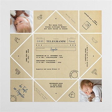 Einladung Taufe telegramm zur taufe - origami - vue 4