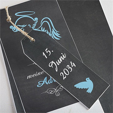 Einladung Taufe Blauer Engel - Dreiteilig - vue 2