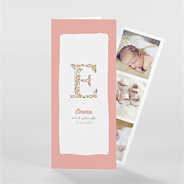 Einladung Taufe blumenalphabet - fotostreifen