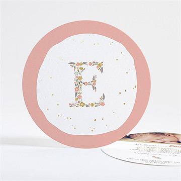 Einladung Taufe blumenalphabet mädchen - gold