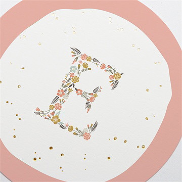 Einladung Taufe blumenalphabet mädchen - gold - vue 3