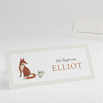 Tischkarte Taufe fuchs