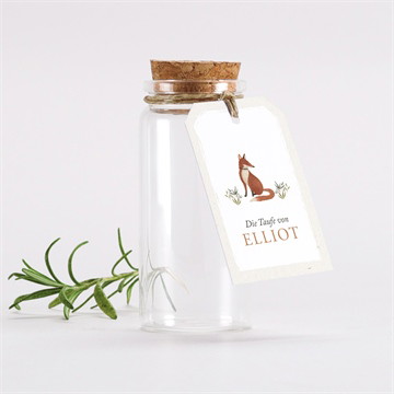Glasfläschchen mit Korken Taufe Fuchs