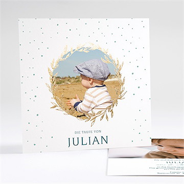 Einladung Taufe blätterranke grün - gold