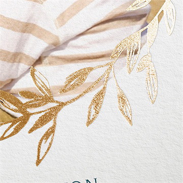 Einladung Taufe blätterranke grün - gold - vue 2