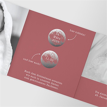 Einladung Taufe Polaroid Design - Akkordeon - vue 3