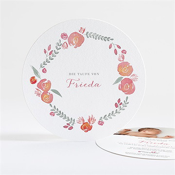 Einladung Taufe rosenkranz - rund